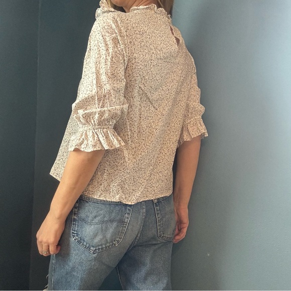 Floral Lace Trim Ruffled Prairie Blouse size 6 - Picture 3 of 6